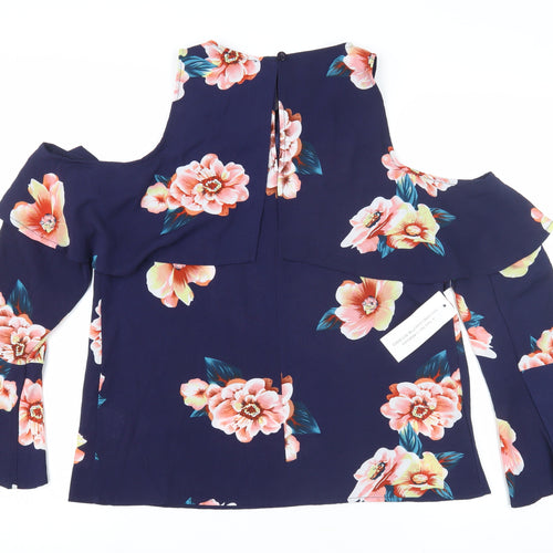 AX Paris Women’s Blue Floral Wrap Blouse Size 12