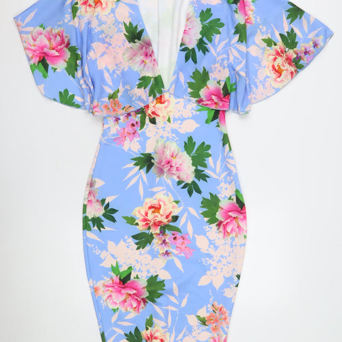Flounce London Women's Multicoloured Floral Bodycon Dress
