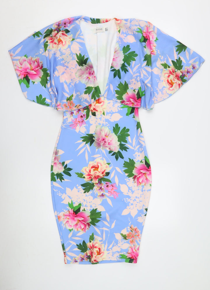 Flounce London Women's Multicoloured Floral Bodycon Dress