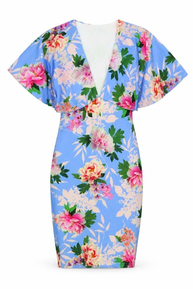 Flounce London Women's Multicoloured Floral Bodycon Dress