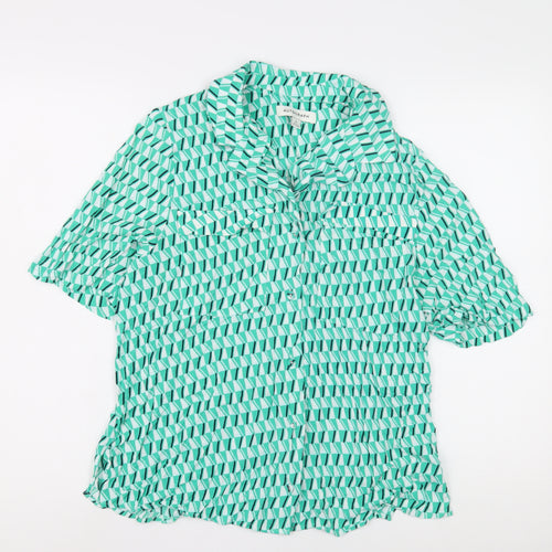 Autograph Women's Green Geometric Button-Up Shirt Size 12