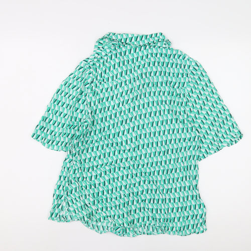 Autograph Women's Green Geometric Button-Up Shirt Size 12