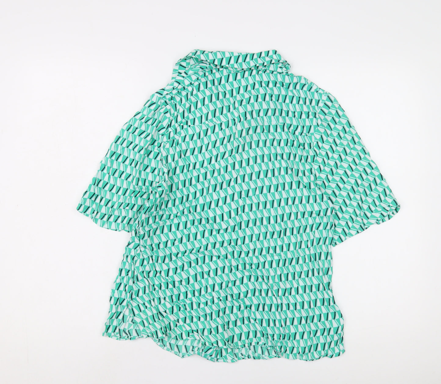 Autograph Women's Green Geometric Button-Up Shirt Size 12