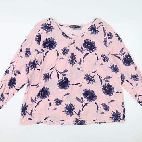 Bonmarché Women's Pink Floral Blouse Size 14