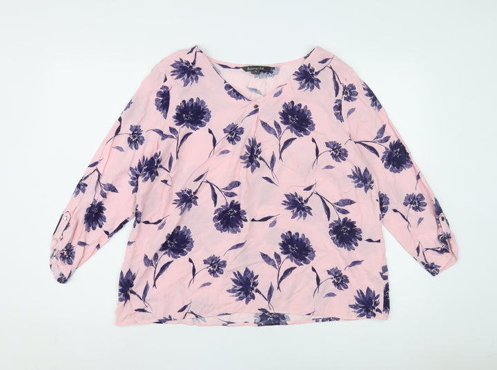 Bonmarché Women's Pink Floral Blouse Size 14