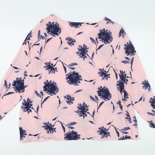 Bonmarché Women's Pink Floral Blouse Size 14