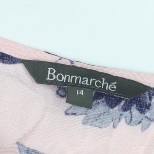 Bonmarché Women's Pink Floral Blouse Size 14