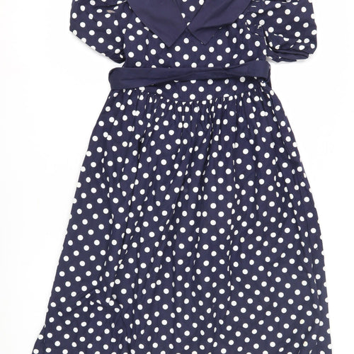 Laura Ashley Girls Blue Polka Dot Midi Dress, 7-8 Years