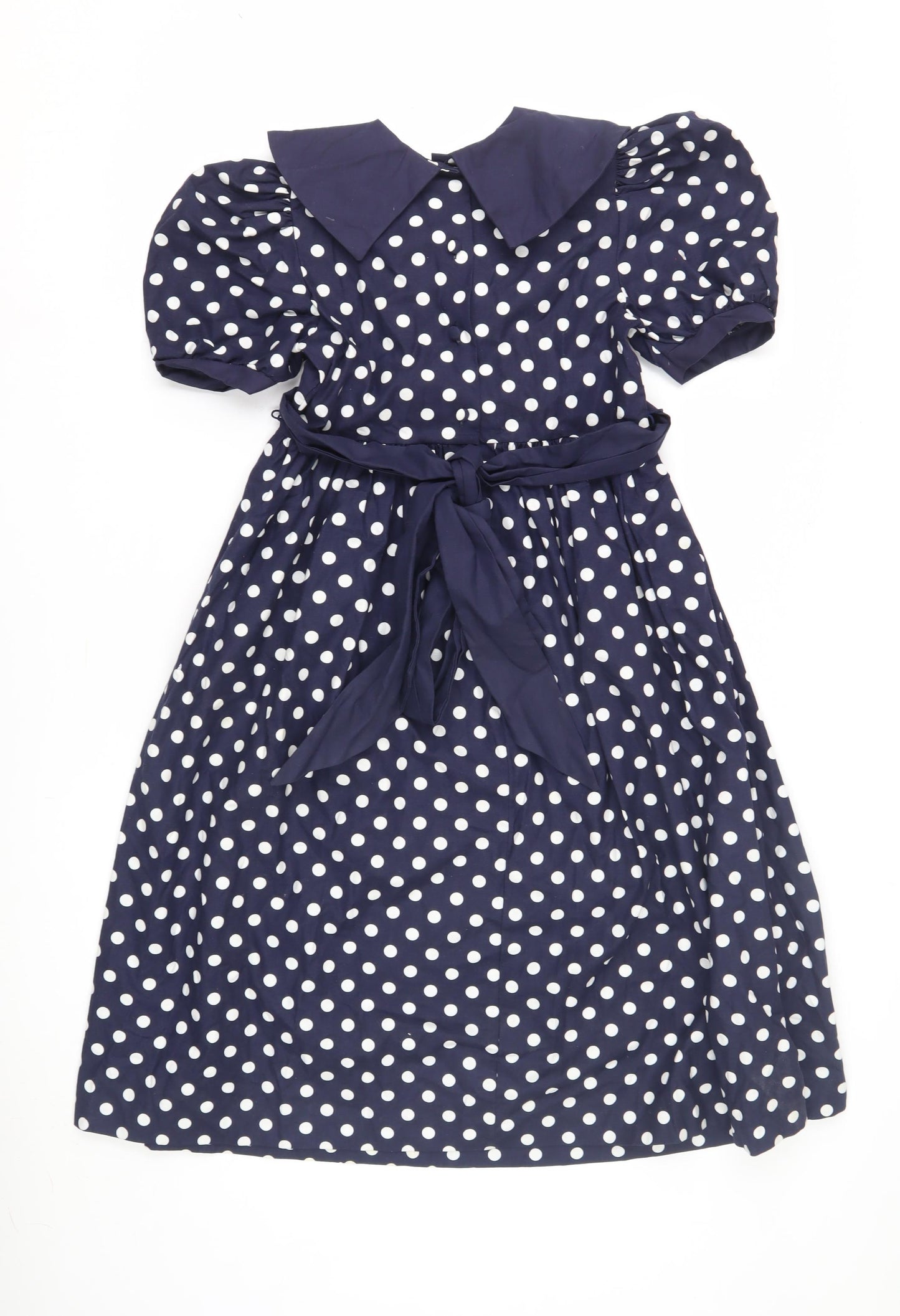 Laura Ashley Girls Blue Polka Dot Midi Dress, 7-8 Years