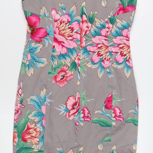 Oasis Women's Multicoloured Floral Sheath Dress Size 12