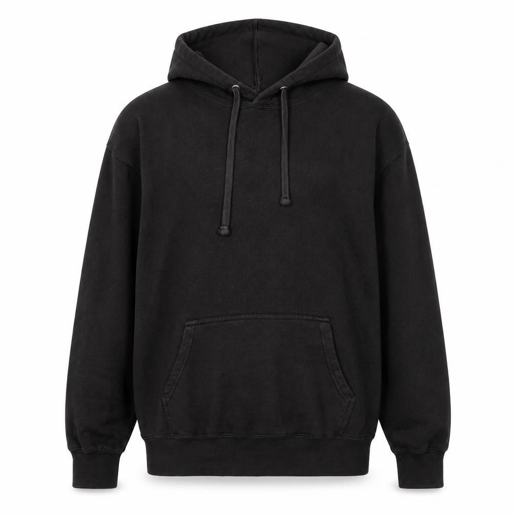 Front view of boohooMAN Men's Black Hoodie S Butterfly Graphic