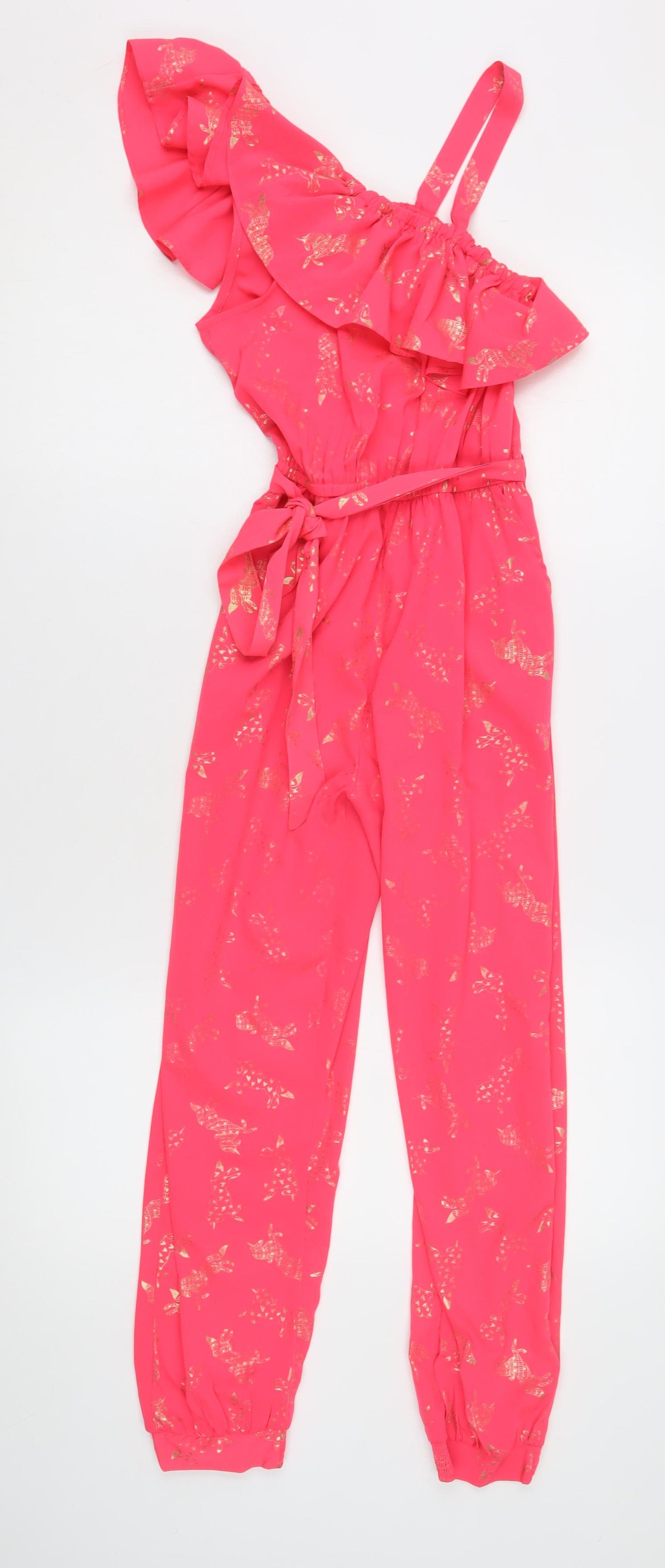 Monsoon Girls Pink Jumpsuit 10 Years, Ruffle Halter Style