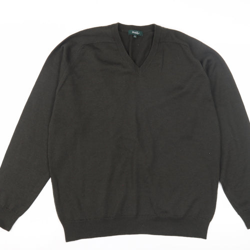 Wolsey Men's Black V-Neck Wool Pullover, Size L