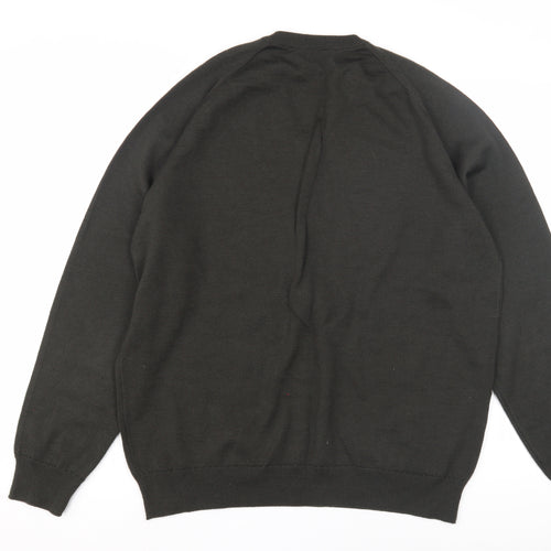 Wolsey Men's Black V-Neck Wool Pullover, Size L