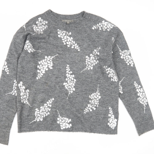 Oasis Women's Grey Floral Pullover Jumper - Size S