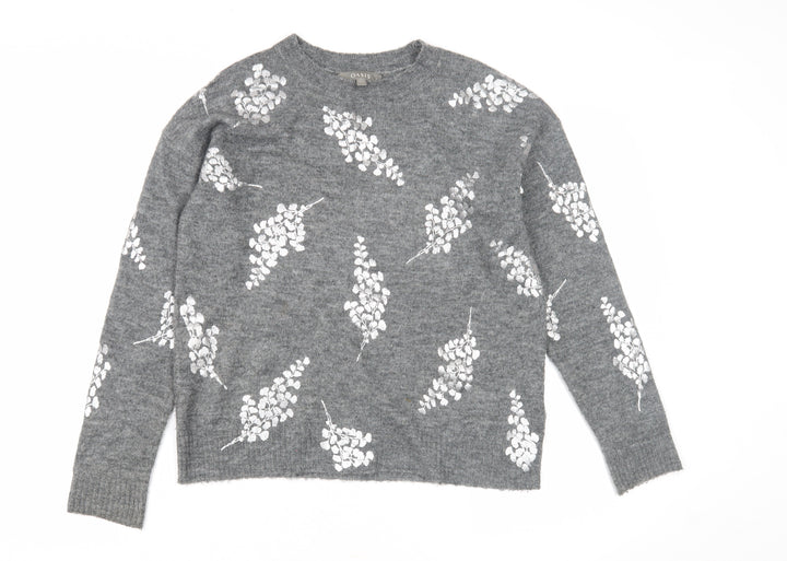 Oasis Women's Grey Floral Pullover Jumper - Size S