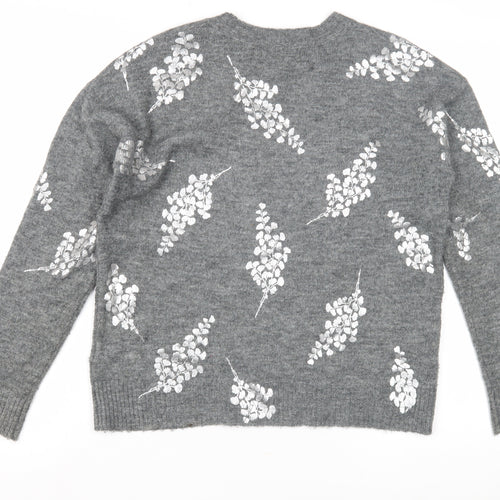 Oasis Women's Grey Floral Pullover Jumper - Size S