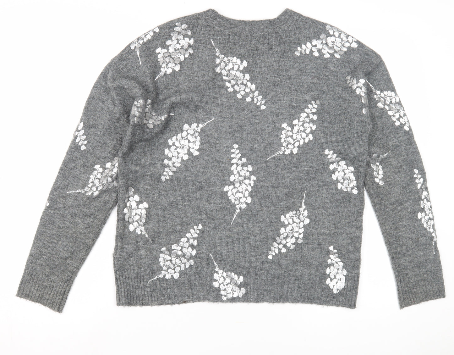 Oasis Women's Grey Floral Pullover Jumper - Size S
