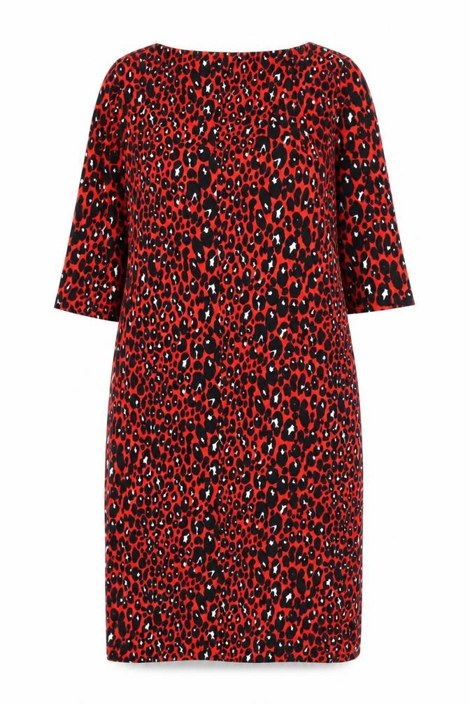 Front view of Next Women’s Red Animal Print Dress, size UK 12