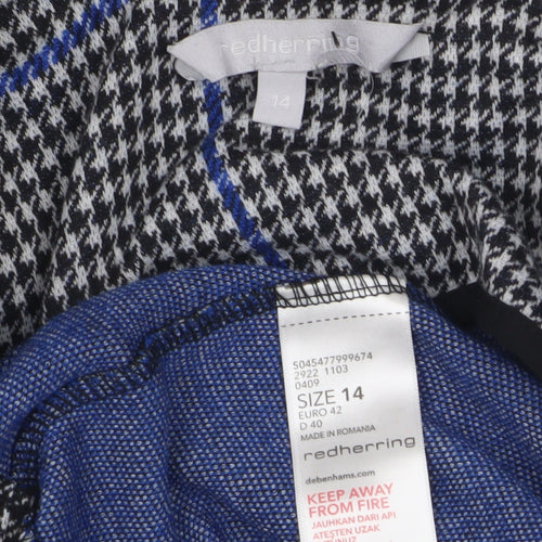 Red Herring Women's Black Check Tweed Blazer Size 14