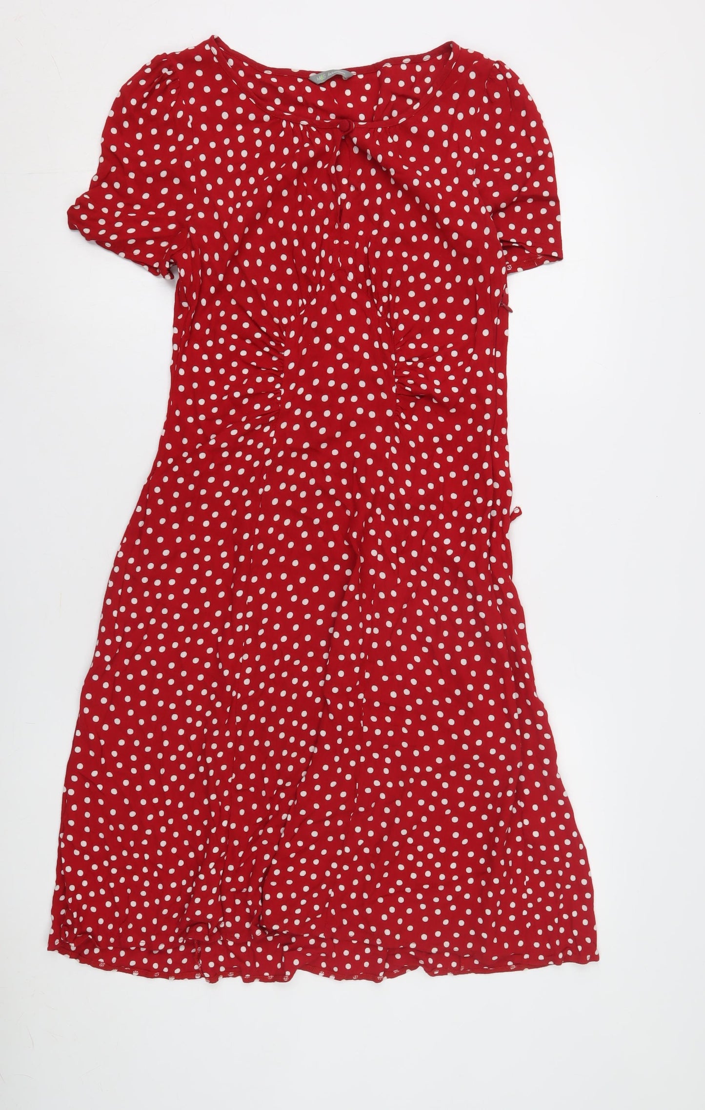 Marks and Spencer Women's Red Polka Dot Shift Dress, Size 14