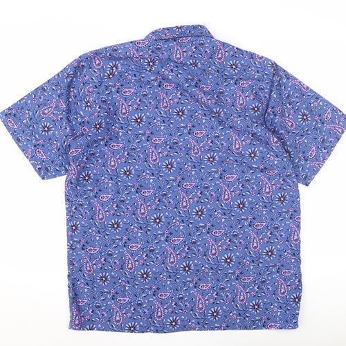 Cotton Traders Unisex Blue Paisley Button-Up Shirt M