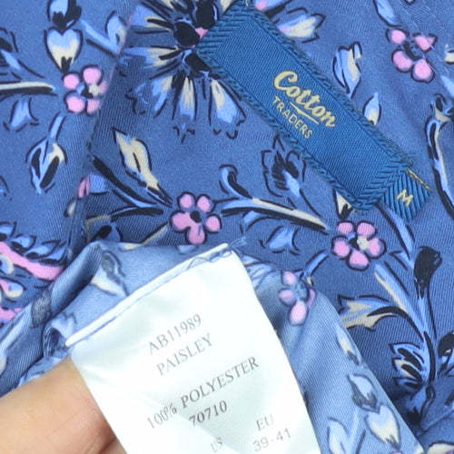 Cotton Traders Unisex Blue Paisley Button-Up Shirt M