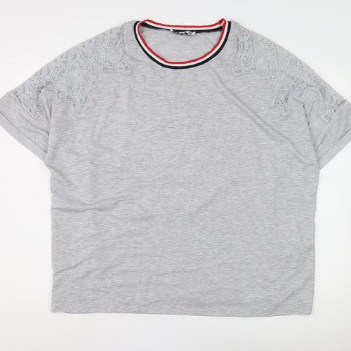Capsule Women's Grey Ringer T-Shirt, UK 24, Plus Size