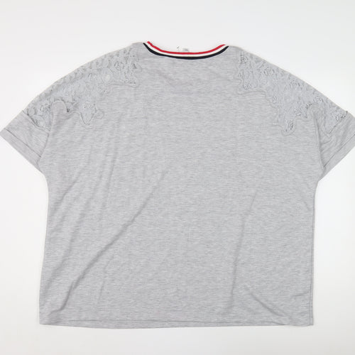 Capsule Women's Grey Ringer T-Shirt, UK 24, Plus Size