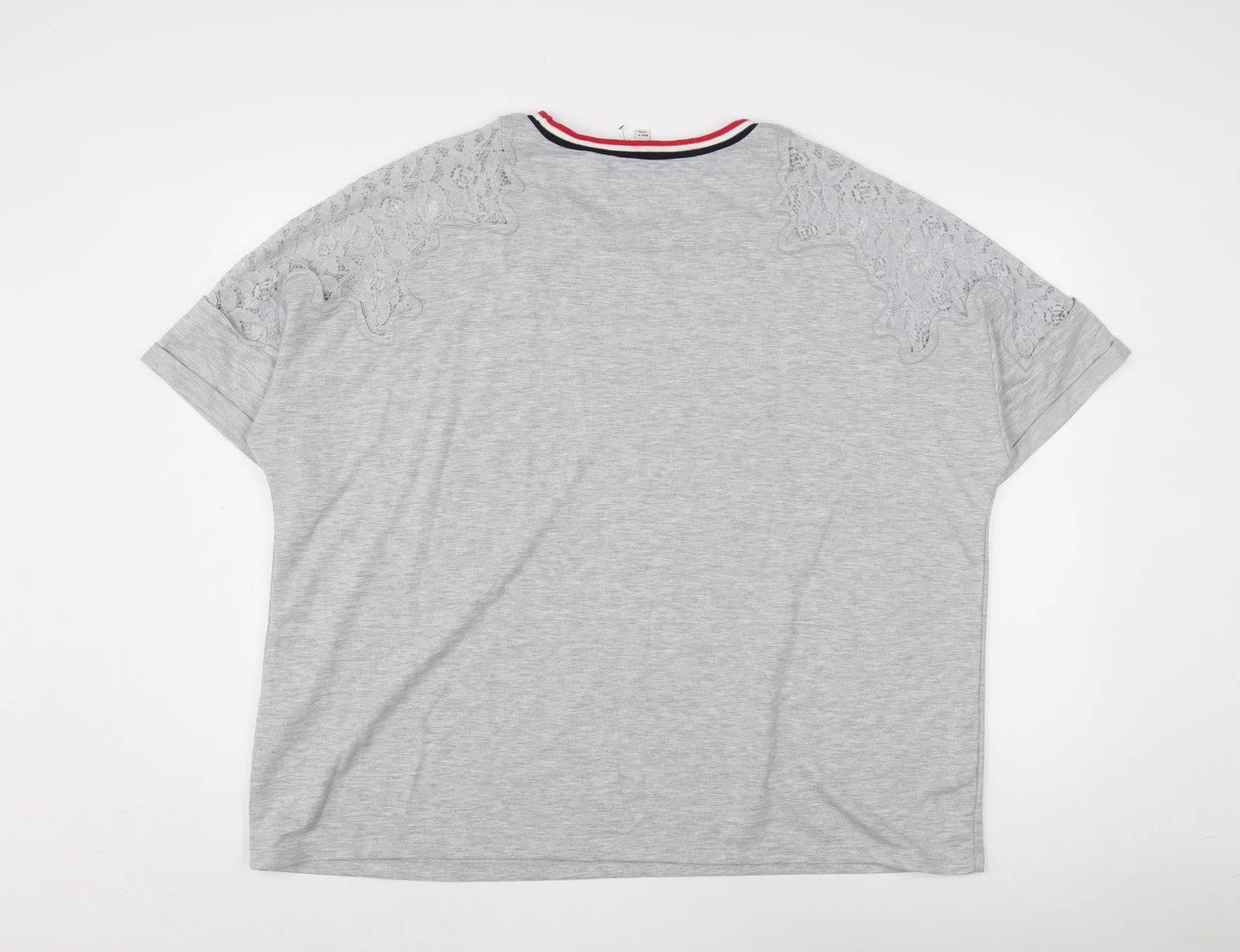 Capsule Women's Grey Ringer T-Shirt, UK 24, Plus Size