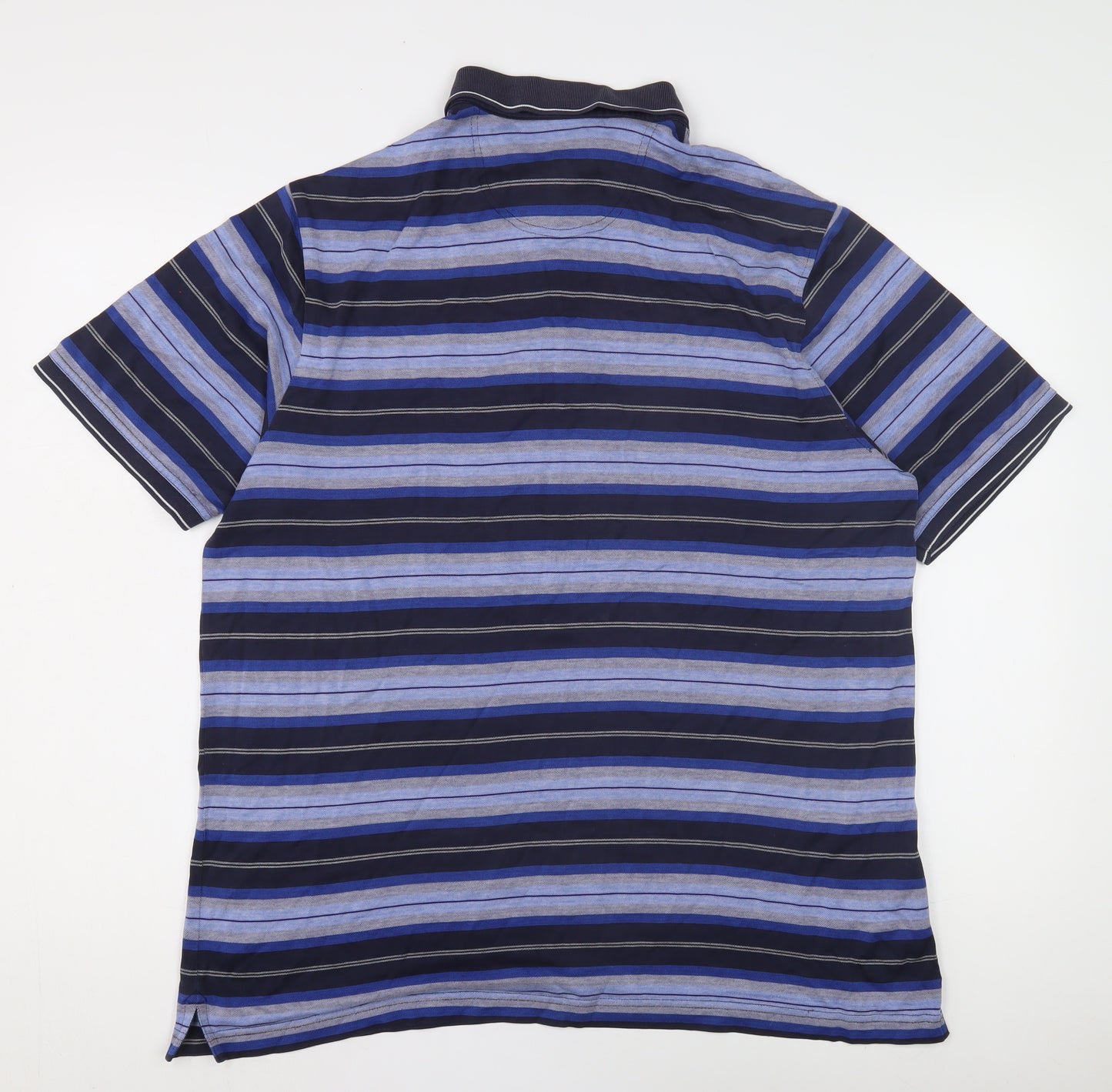 Blue Harbour Men's Blue Striped Polo Shirt L