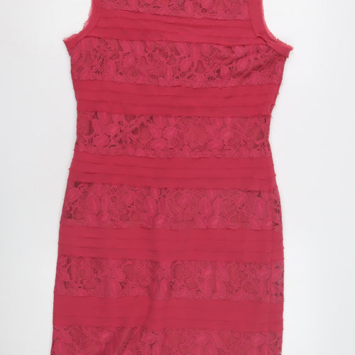 Phase Eight Women's Pink Lace Sheath Dress Size 12