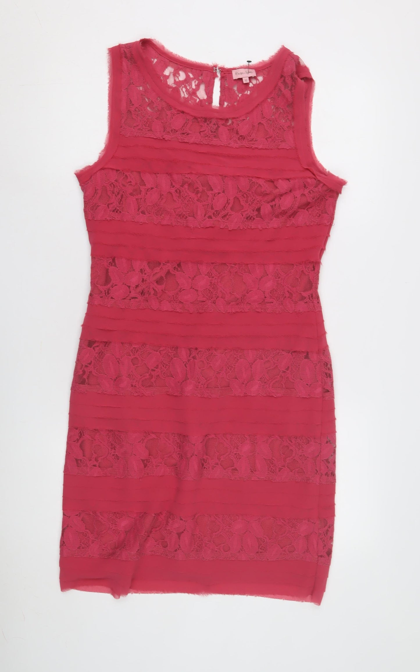 Phase Eight Women's Pink Lace Sheath Dress Size 12