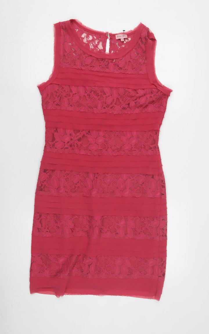 Phase Eight Women's Pink Lace Sheath Dress Size 12