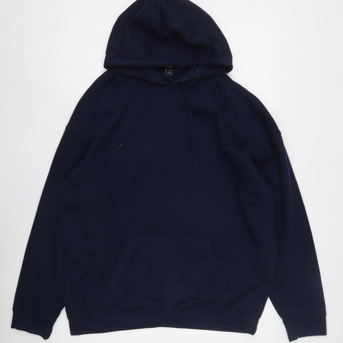 boohooMAN Men's Blue Pullover Hoodie M - Graphic Print