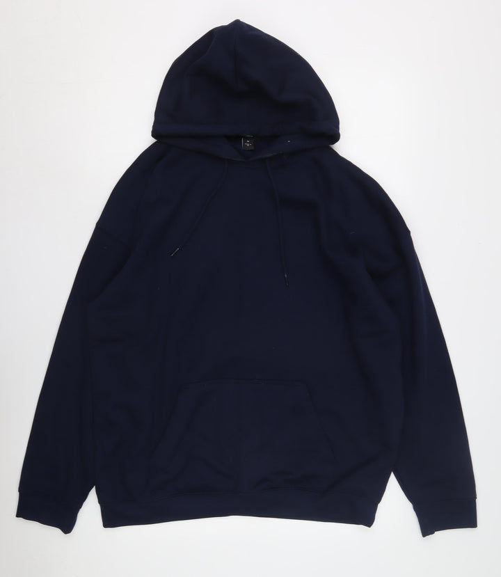 boohooMAN Men's Blue Pullover Hoodie M - Graphic Print