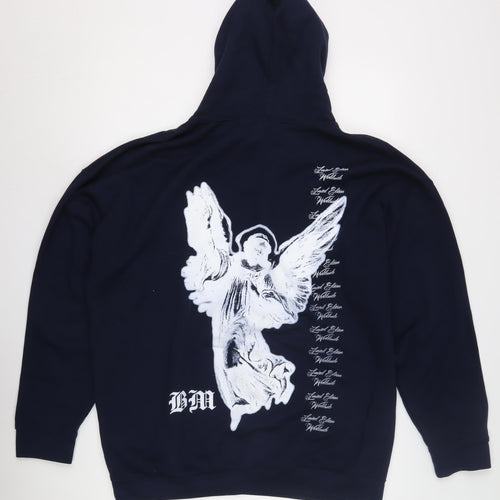 boohooMAN Men's Blue Pullover Hoodie M - Graphic Print