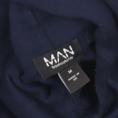 boohooMAN Men's Blue Pullover Hoodie M - Graphic Print