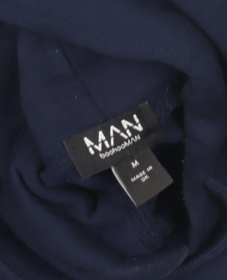 boohooMAN Men's Blue Pullover Hoodie M - Graphic Print