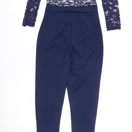 Quiz Women's Blue Off-Shoulder Lace Jumpsuit Size 8