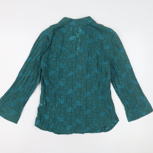 M&Co Women's Green Floral Blouse Collared Size 12