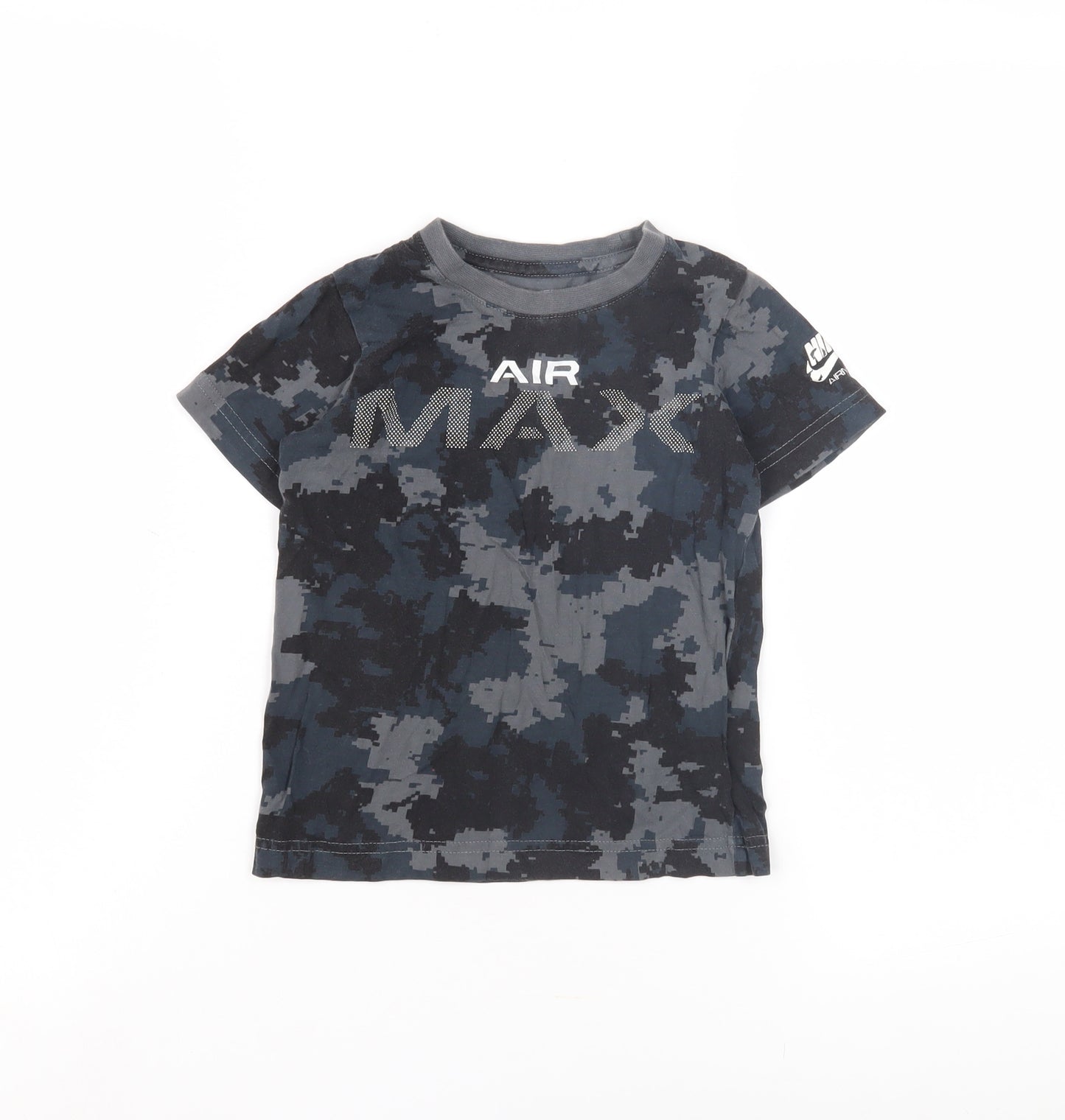 Nike Boys Black Camouflage T-Shirt, Size 3-4Y, Crew Neck