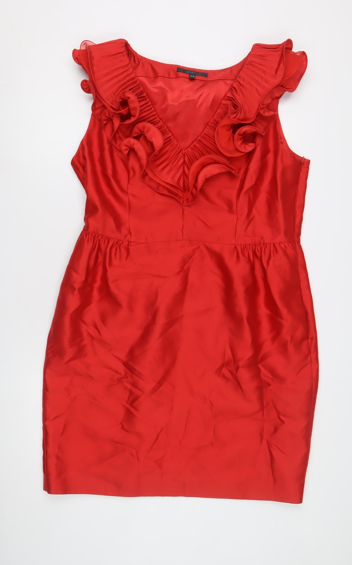 Coast Women's Red Silk Sleeveless Dress Size 18