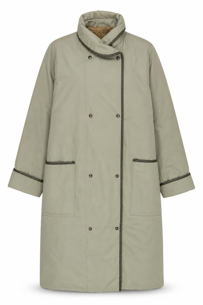 Front view of St Michael Women's Beige Long Overcoat, size 14