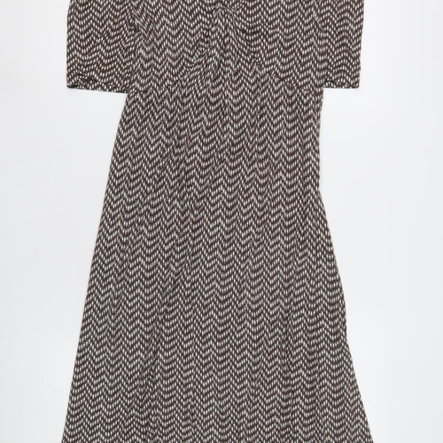 Monsoon Women's Brown Geometric A-Line Dress Size 10