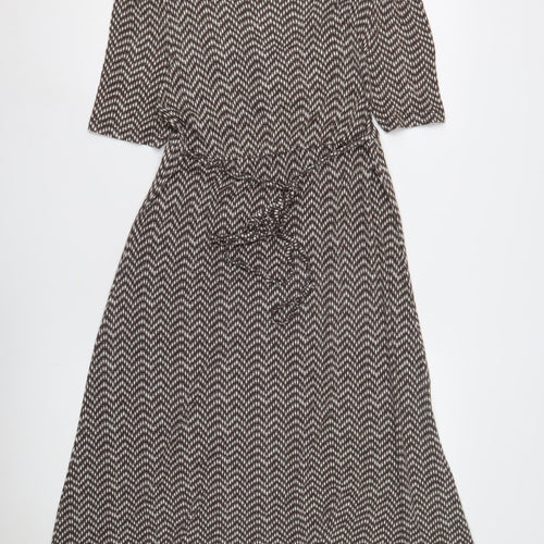 Monsoon Women's Brown Geometric A-Line Dress Size 10
