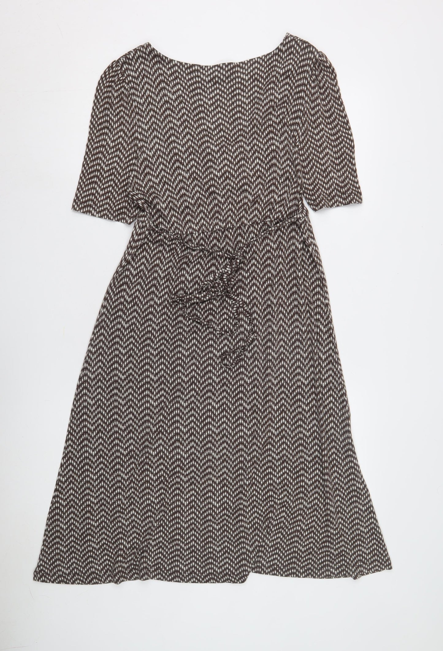 Monsoon Women's Brown Geometric A-Line Dress Size 10
