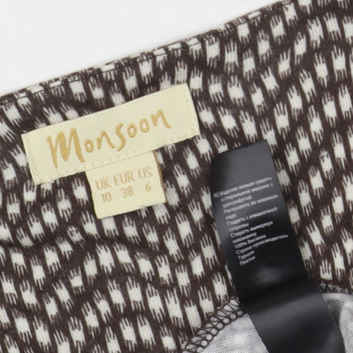 Monsoon Women's Brown Geometric A-Line Dress Size 10