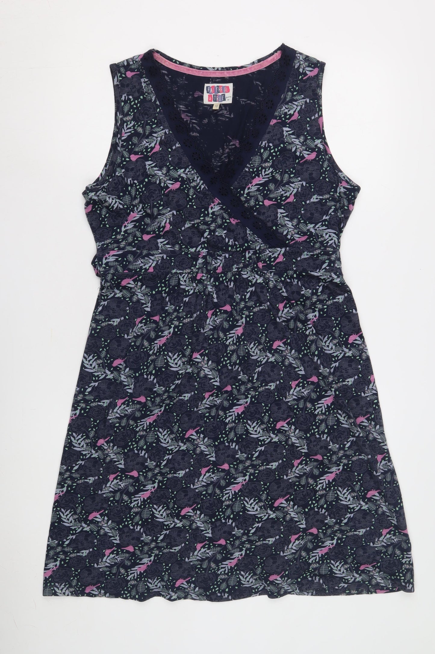 Faithful & True Women's Floral Dress UK 14 Multicoloured Sleeveless