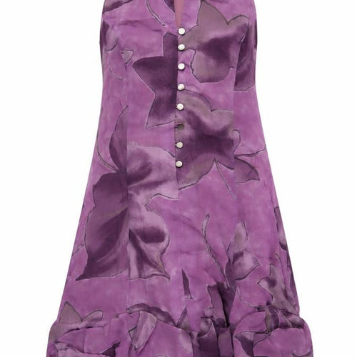 JV Collection Women's Purple Floral Bubble Hem Dress